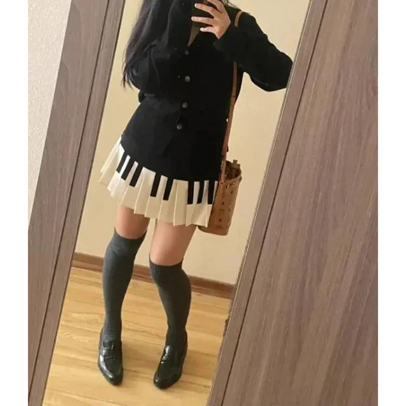 Street Fashion Korean Girl - Yaz Kadın Piyano Tasarımcısı Moda Etekler