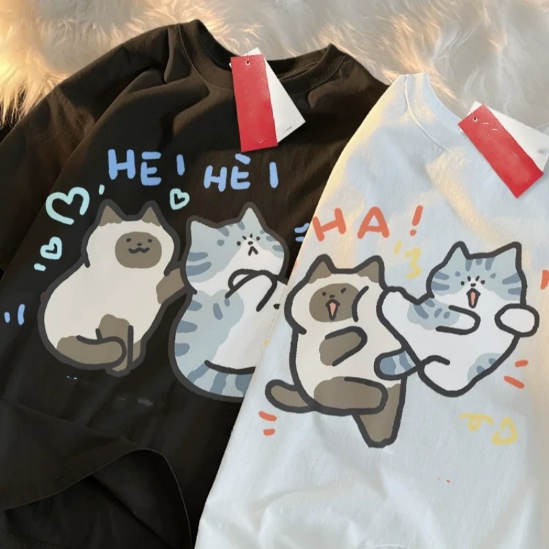 Street Fashion Japan 2025 - ZAZOMDE 2025 Komik Kedi Baskı Yüksek
