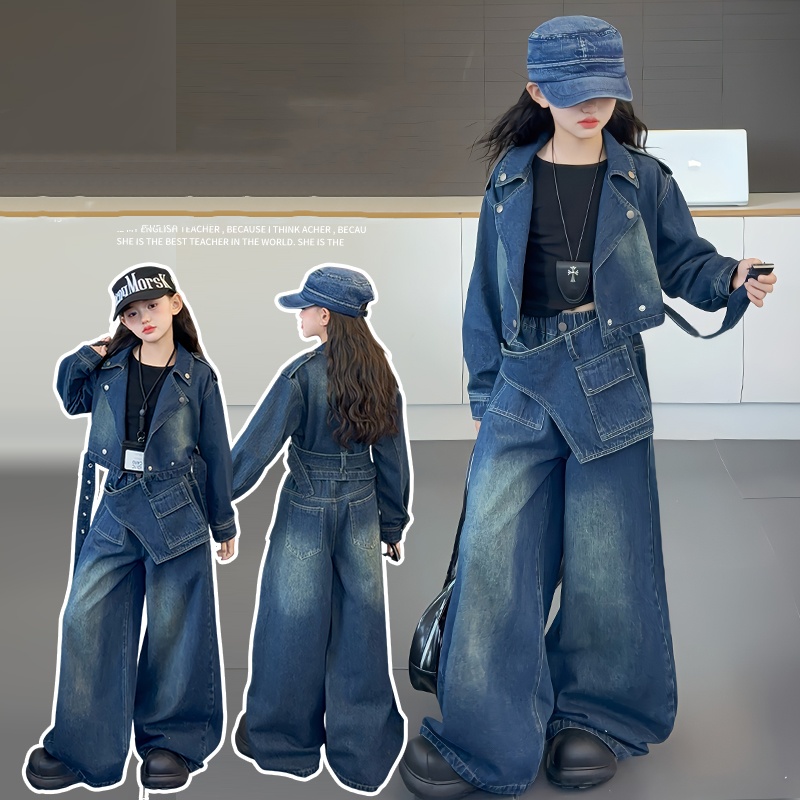 Street Fashion Korean Girl - 2025 Sonbahar-Kış Kız Çocuk Giyim Setleri