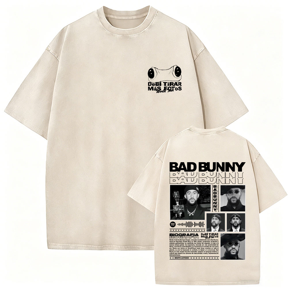 Foto Street Fashion - Rapper Bad Bunny Vintage Yıkanmış Tişört