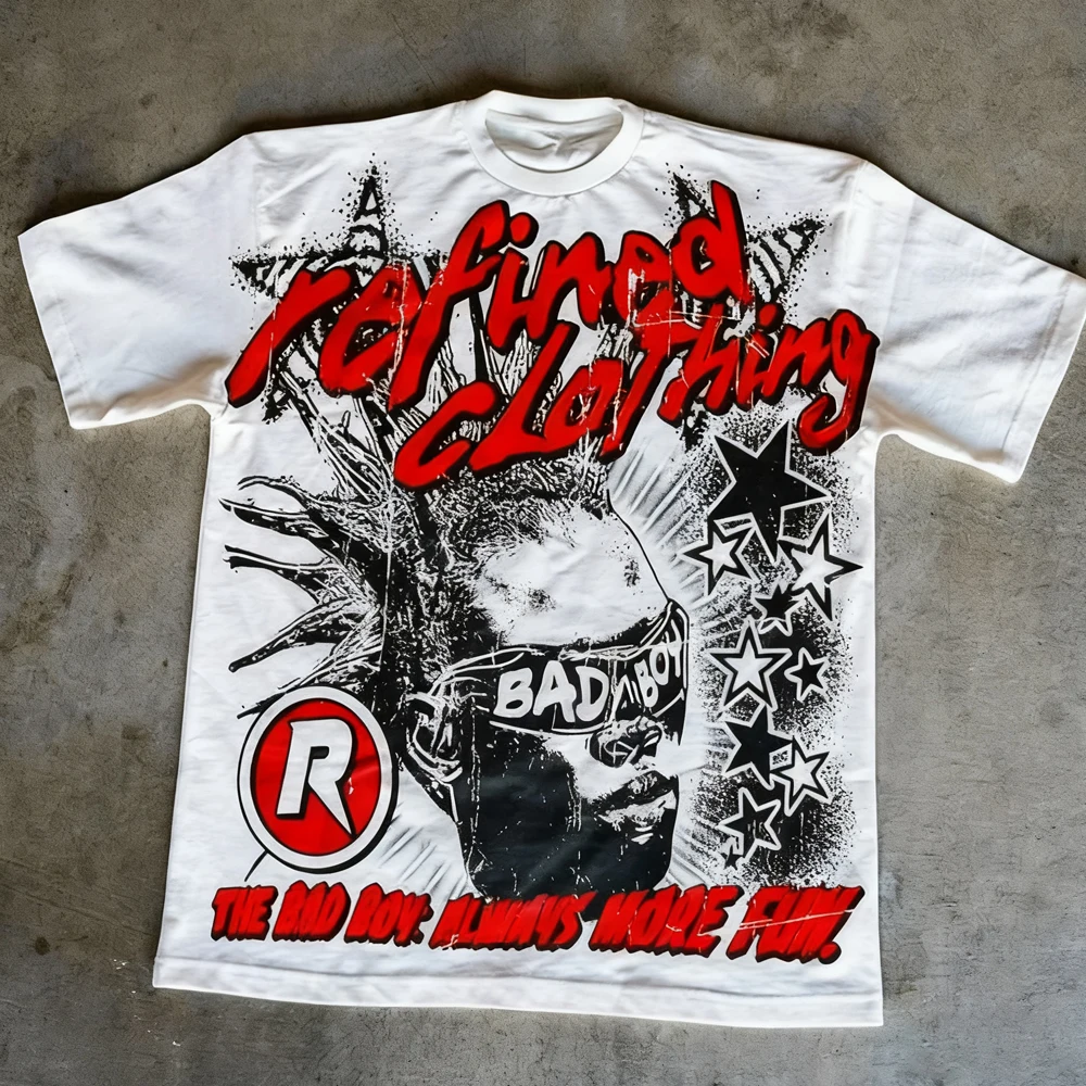 Street Fashion Graffiti - 2026 Retro 90'lar Graffiti Yıldız Baskılı