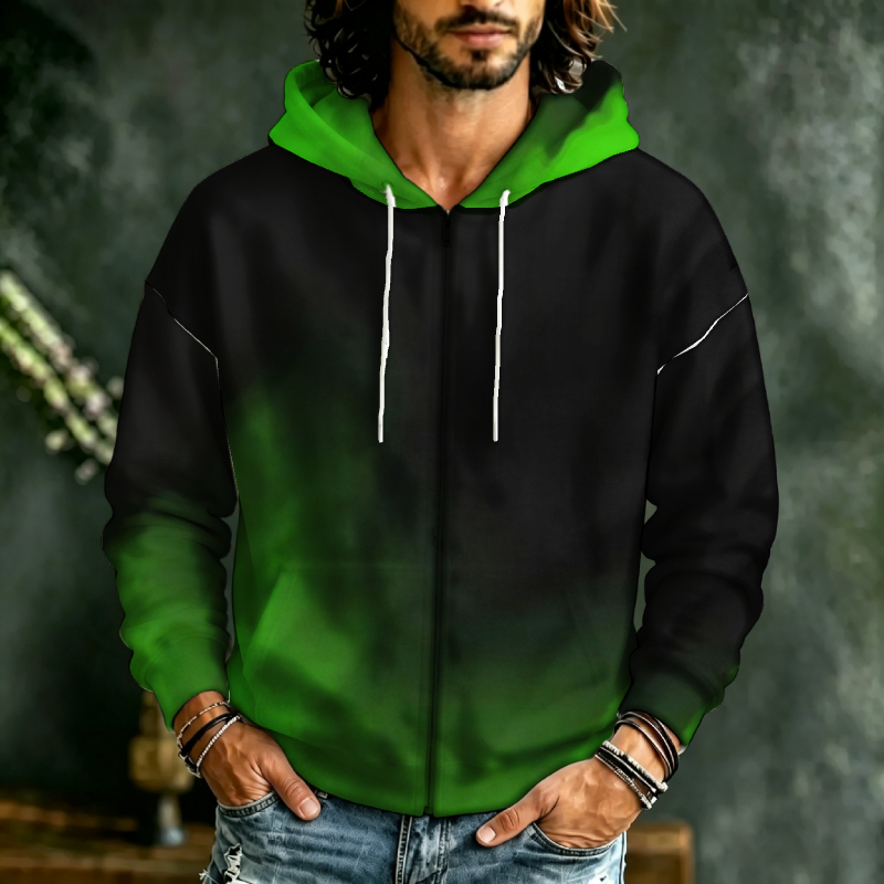 Street Fashion Definition - Erkekler İçin Fermuarlı Kapüşonlu Sweatshirt 3D