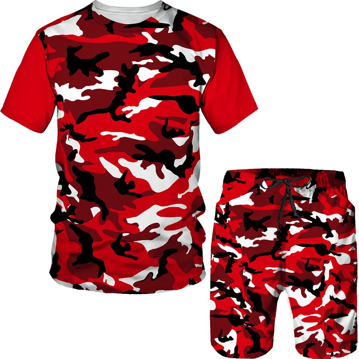 Camo Pattern Set - Erkek Kamuflaj T-shirt Şort 2 Parça
