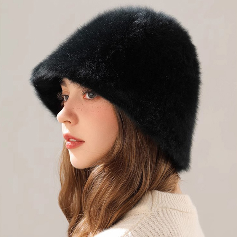 Kışlık Tavşan Tüyü Kova Şapka, - Street Fashion Russia incelemesi ve fiyatı
