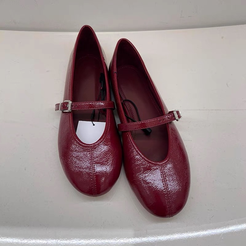 PU Deri Mary Jane Flats Kadınl - Street Fashion Female incelemesi ve fiyatı